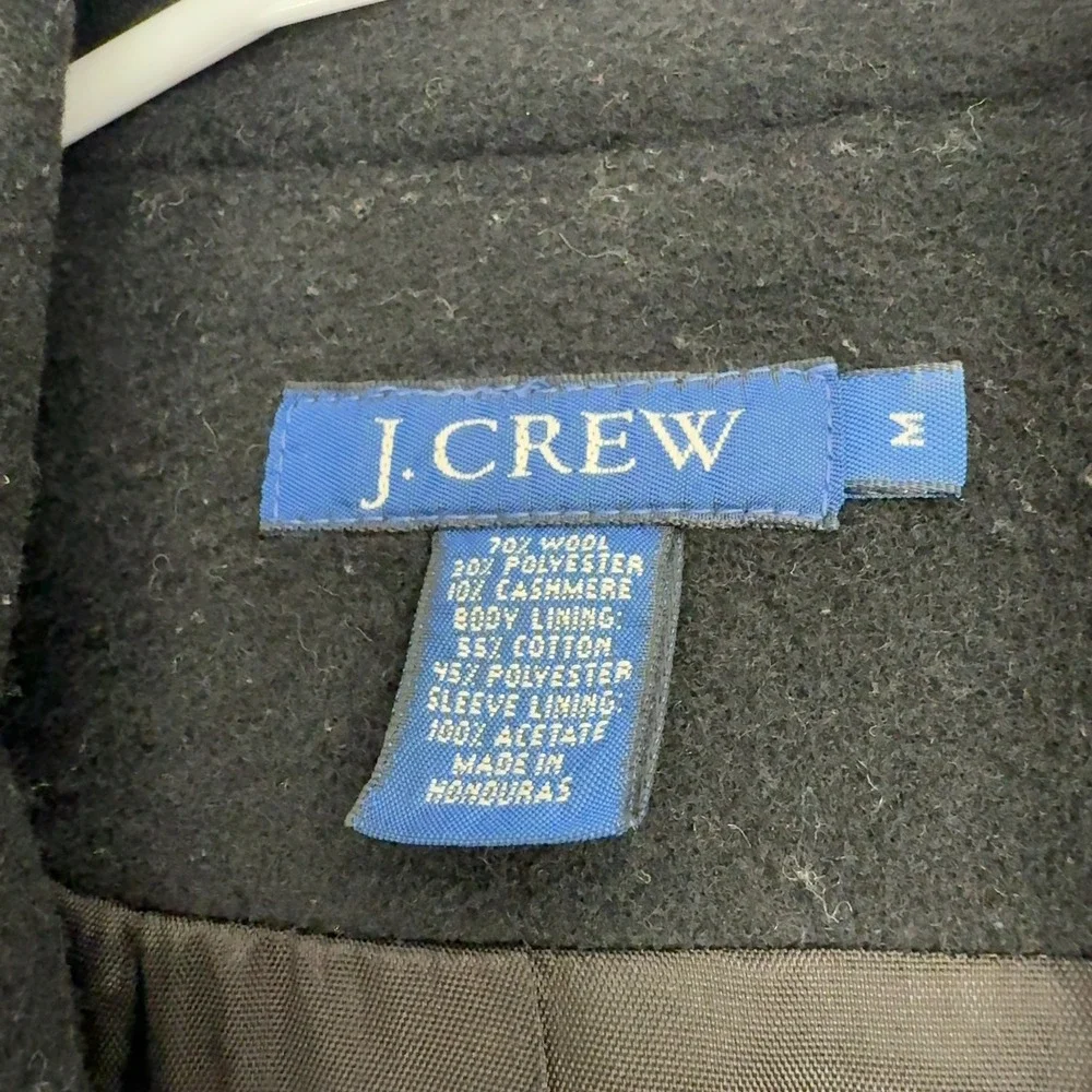 J Crew Coat Women M Black Wool Cashmere Blend Mid Length Classic Minimalist - Picture 2 of 6